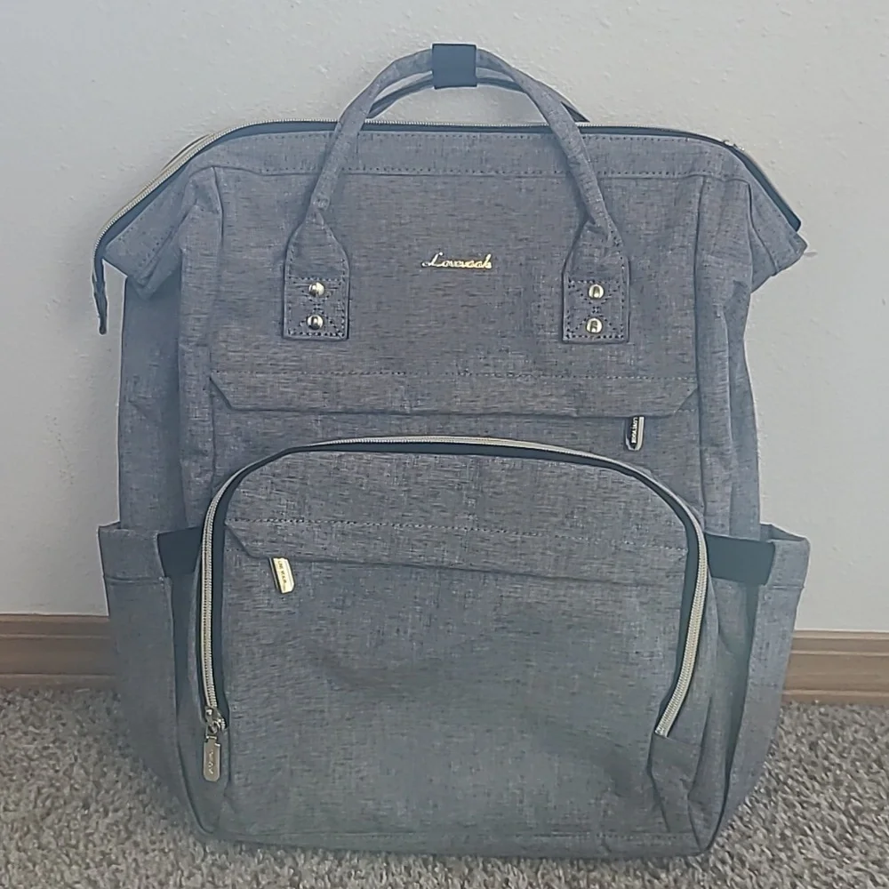 Lovook Gray Backpack with Gold Accents